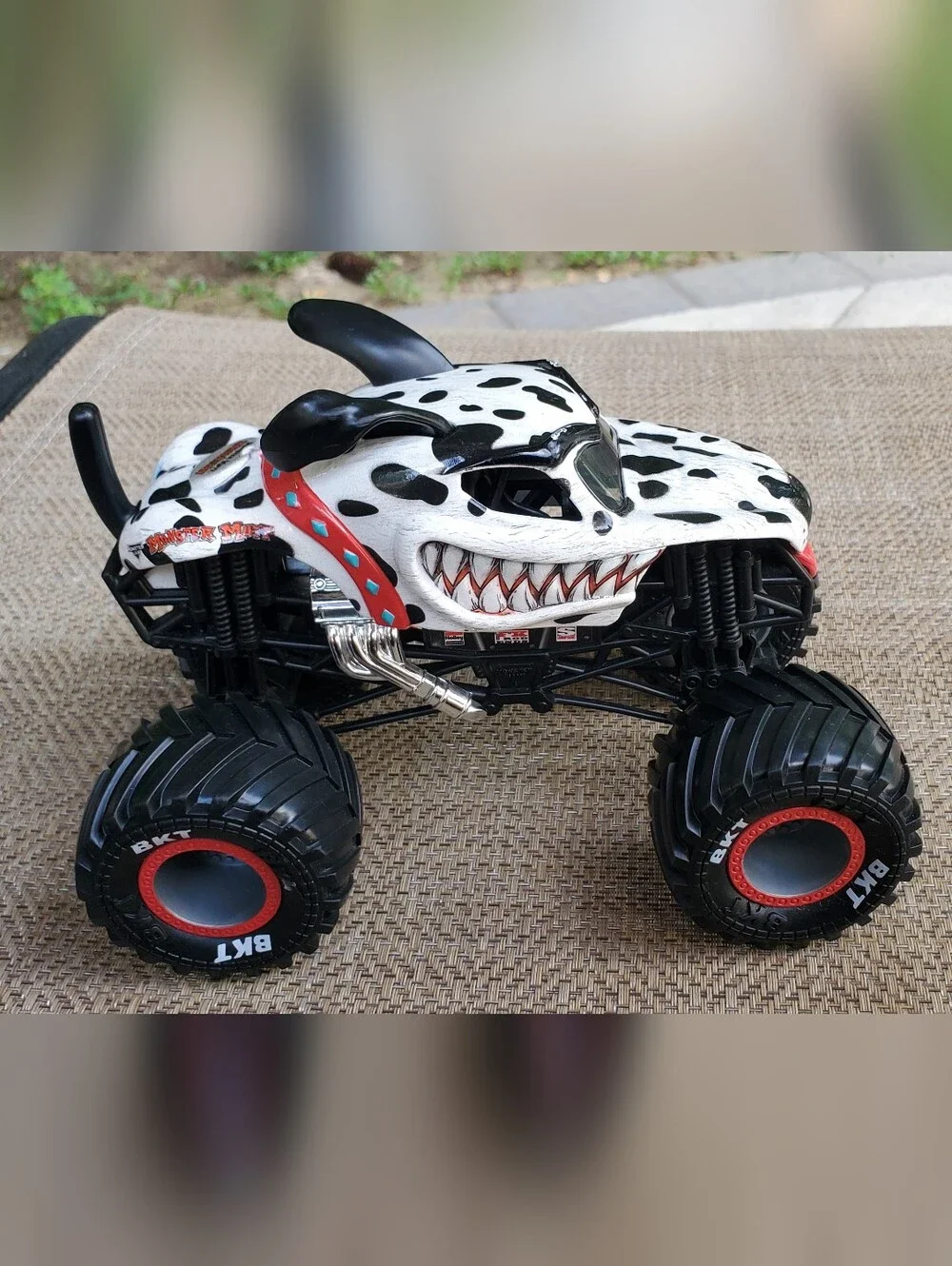 Dalmatian Shark Monster Truck Toy - White & Black Kids Off-Road Vehicle